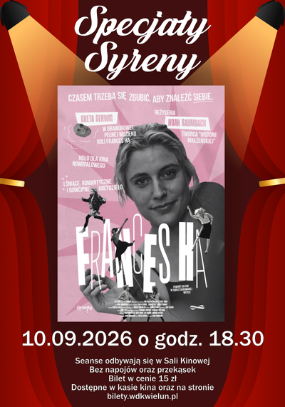 Event poster:  Specjały Syreny - "Frances Ha" 